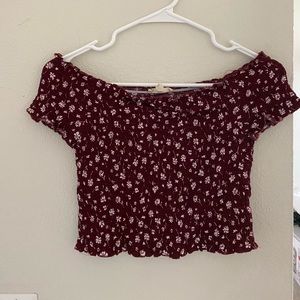 PacSun maroon floral cinched top